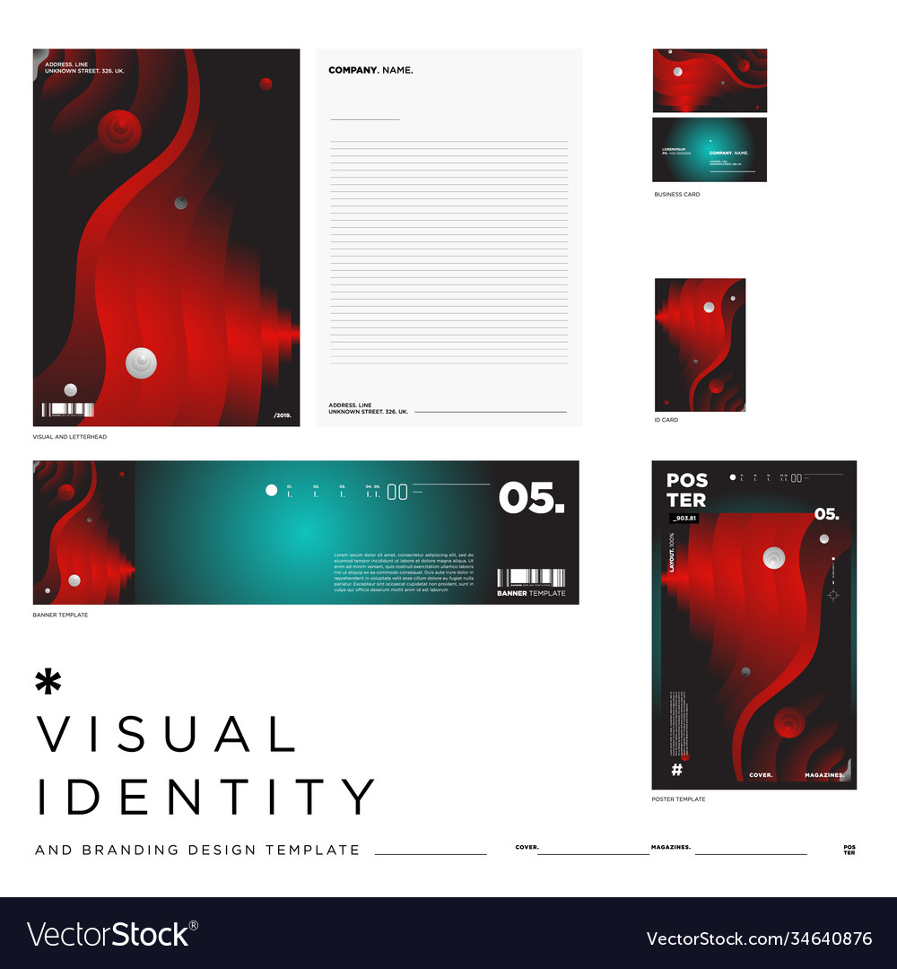 Download Stationery Corporate Brand Identity Mockup Set With Colorful Abstract Fluid Background Vector Illustration Mock Up For Branding Product Event Banner Website Stock Images Page Everypixel