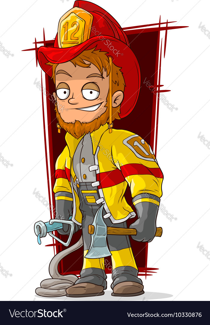 Cartoon fireman chief in cool uniform Royalty Free Vector