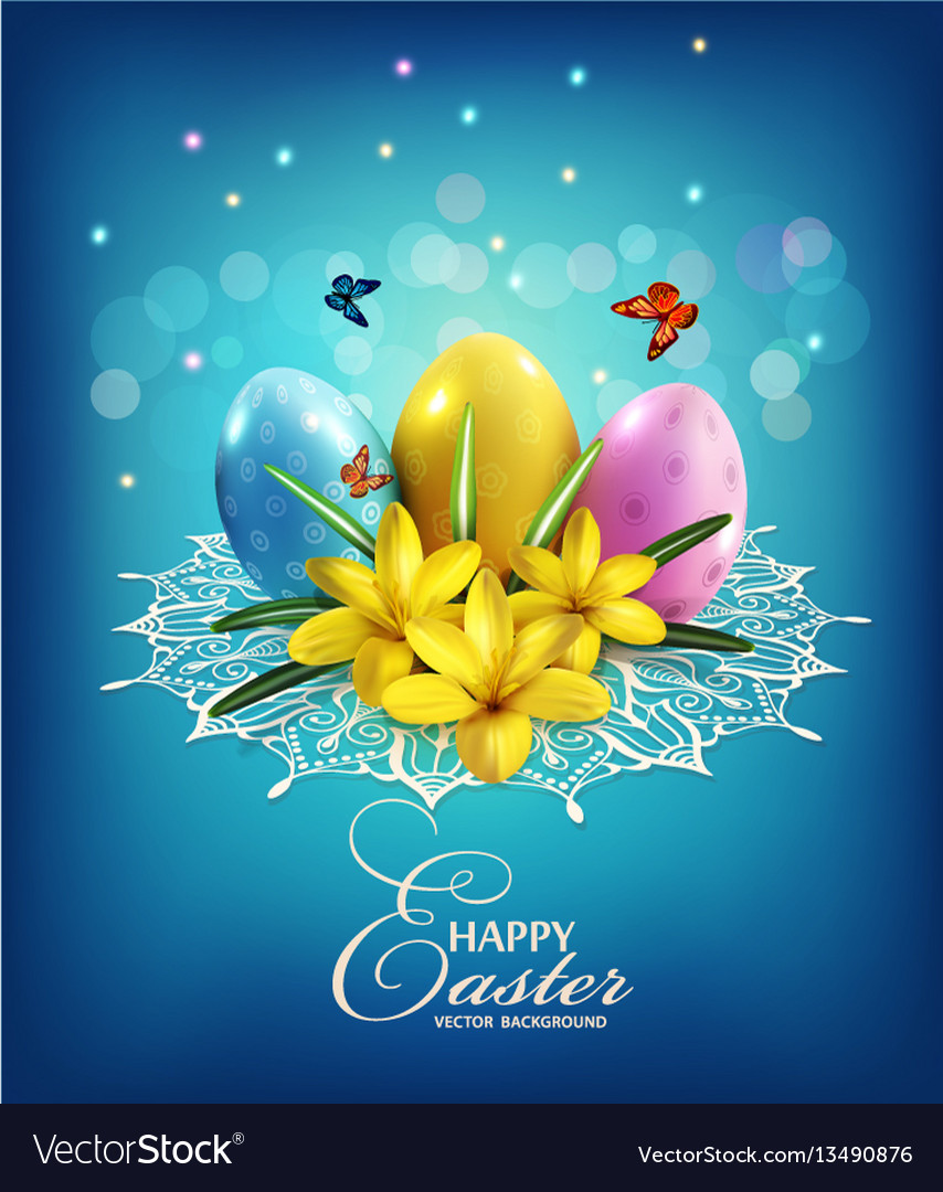 Easter Background With Eggs And Crocus Royalty Free Vector