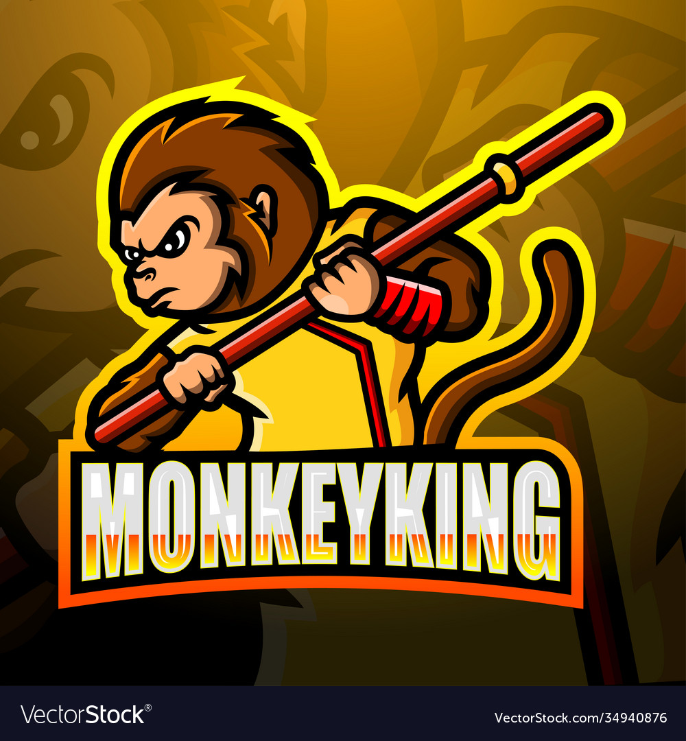 Monkey king mascot esport logo design Royalty Free Vector