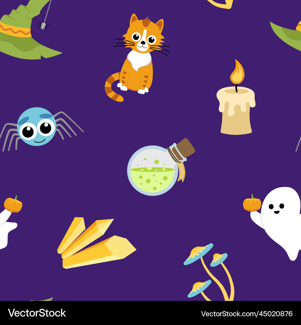 Pattern with halloween elements seamless Vector Image