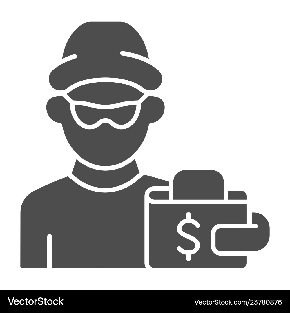 Thief and wallet solid icon crime Royalty Free Vector Image