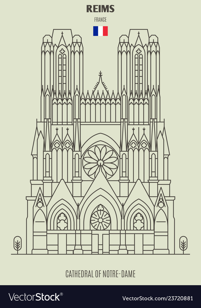 Cathedral notredame reims Royalty Free Vector Image