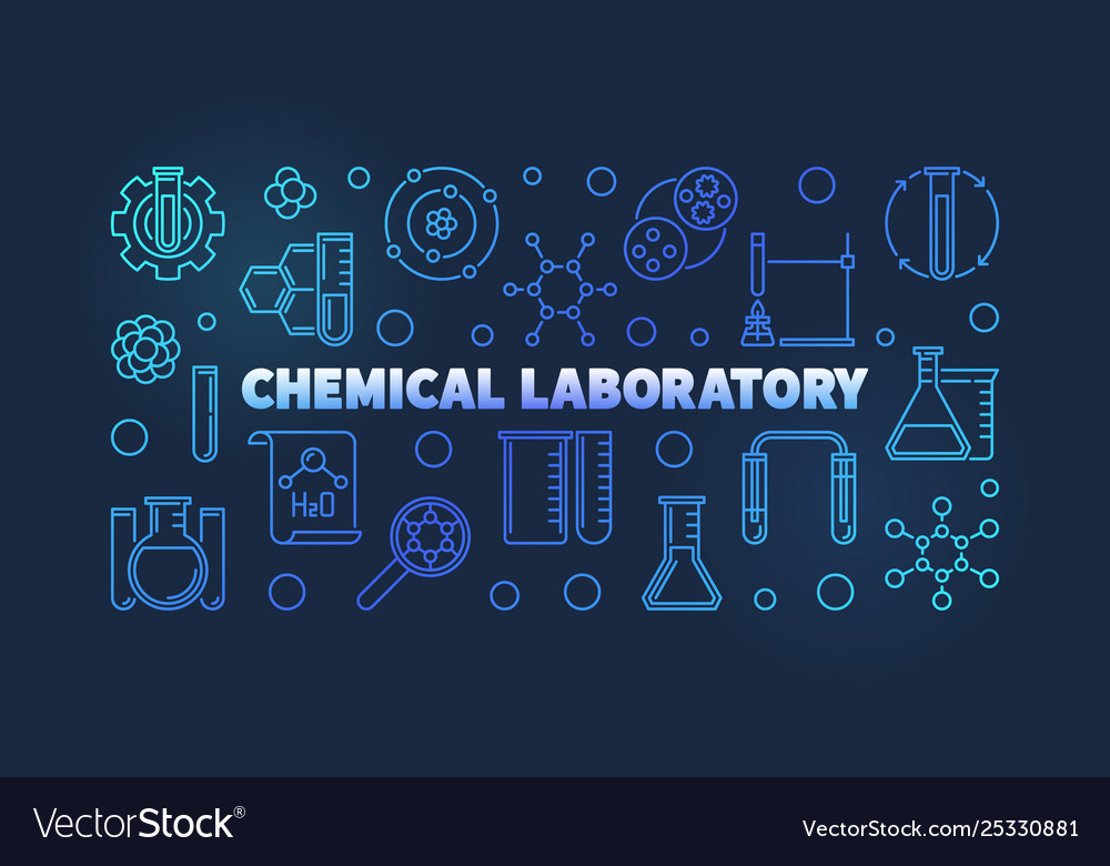 Chemical laboratory blue outline Royalty Free Vector Image