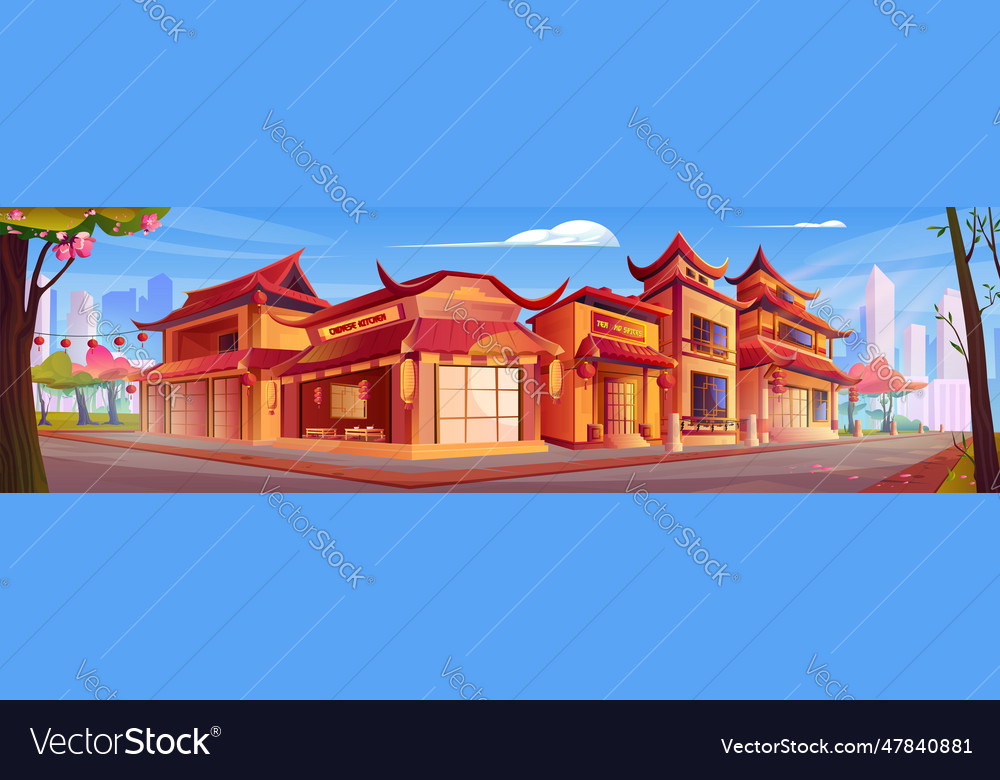 China town street in modern city Royalty Free Vector Image