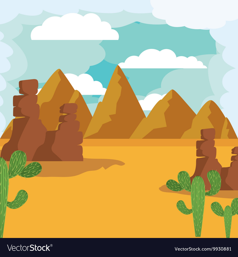 Desert landscape isolated icon design Royalty Free Vector