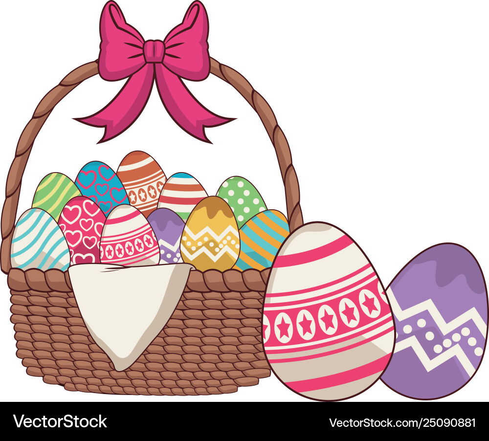 Easter eggs basket Royalty Free Vector Image - VectorStock