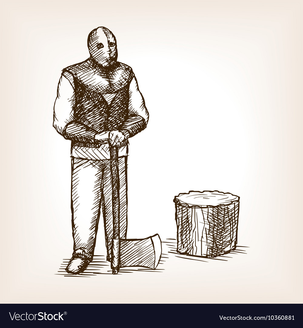 Executioner ax sketch style Royalty Free Vector Image