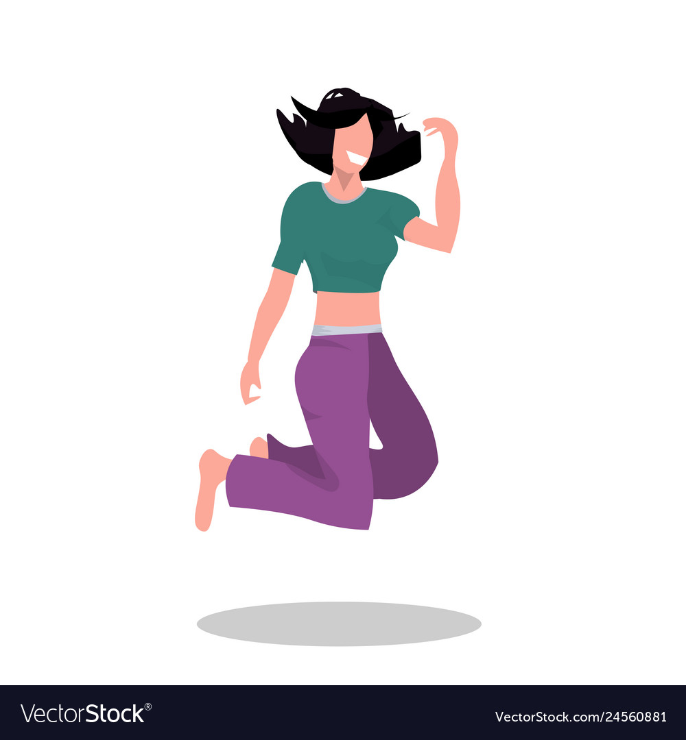 Happy girl jumping in studio woman posing Vector Image