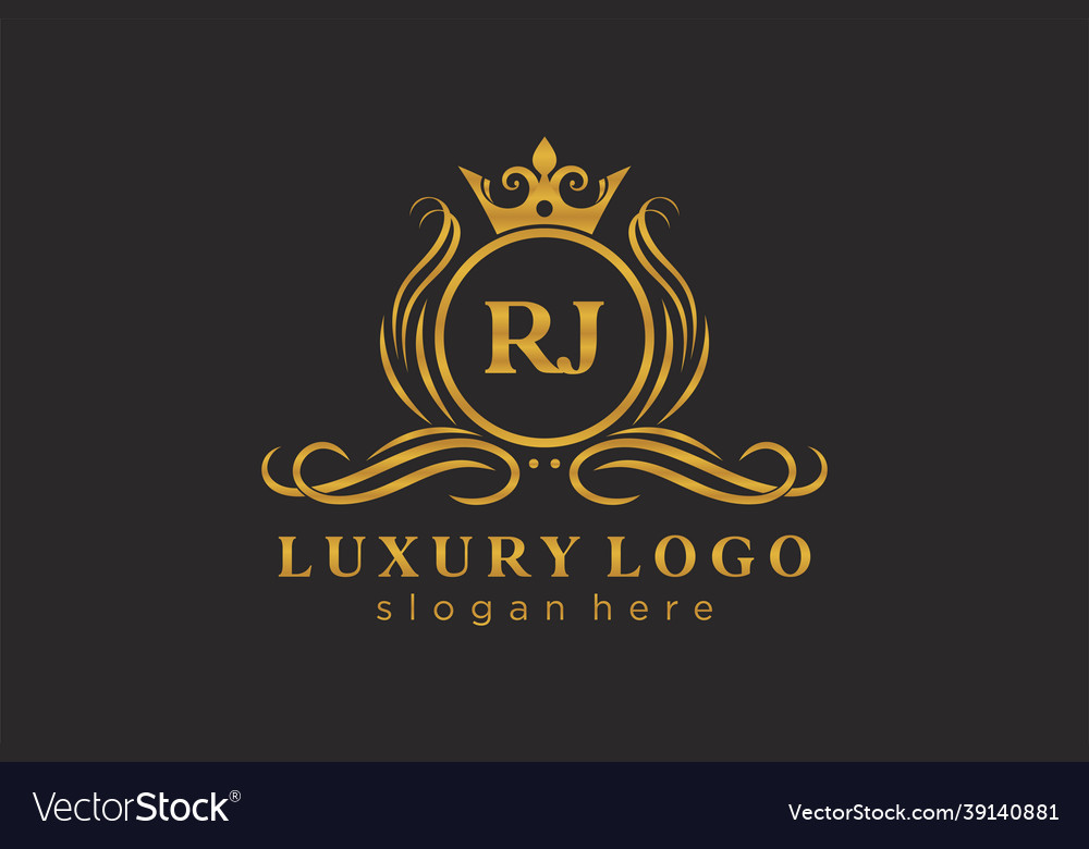 Initial rj letter royal luxury logo template Vector Image