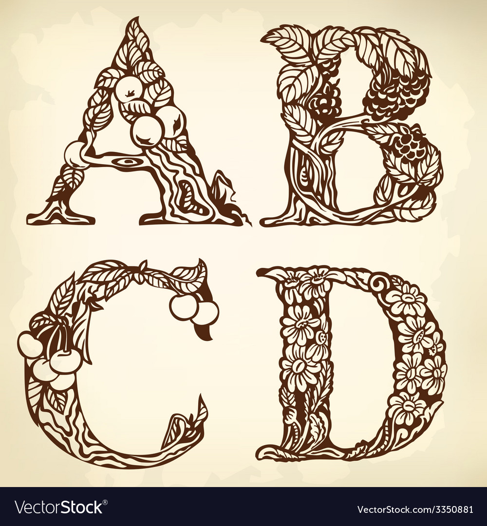 Set of letters abcd Royalty Free Vector Image - VectorStock