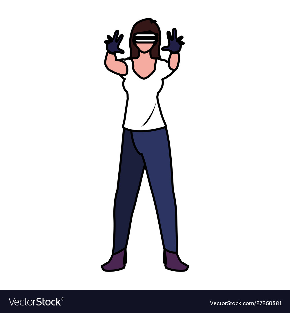 Woman using technology augmented reality Vector Image