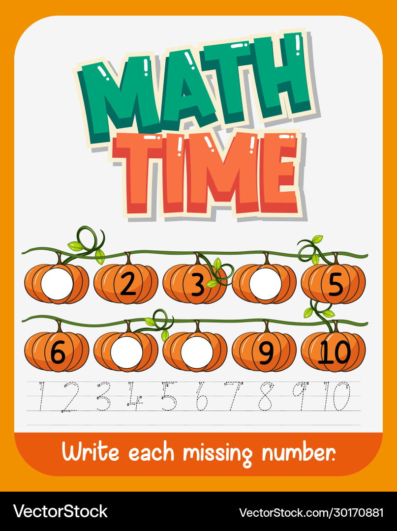 Worksheet template design for math with missing Vector Image