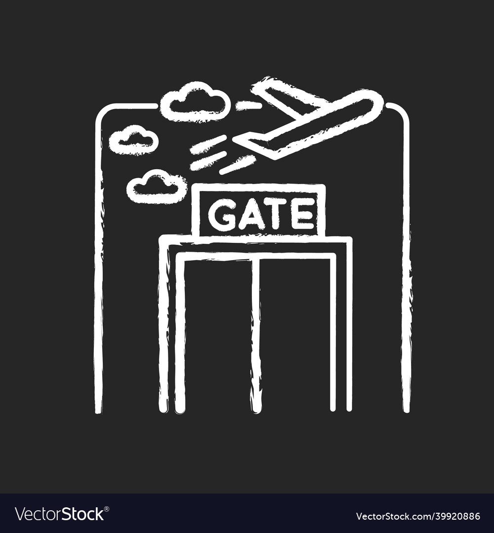 Airport Gate Chalk White Icon On Black Background Vector Image