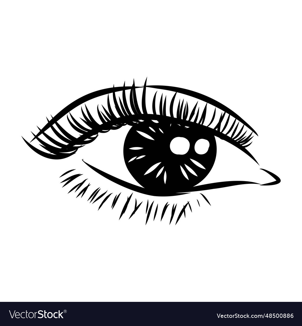 Beautiful woman eyes black and white drawing Vector Image