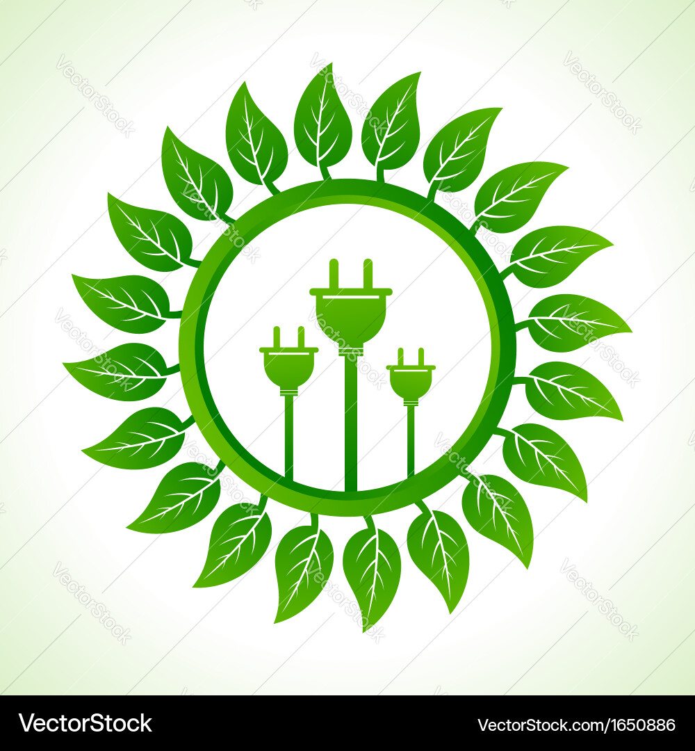 Eco plug inside the leaf background Royalty Free Vector