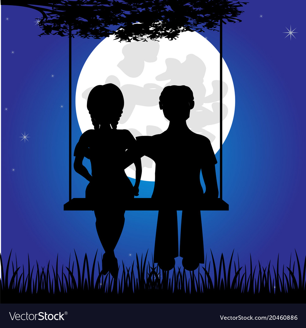 Girl and lad sit on seesaw Royalty Free Vector Image