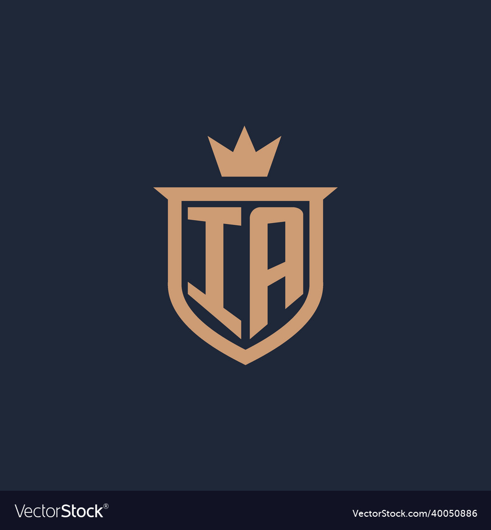 Ia monogram initial logo with shield and crown Vector Image