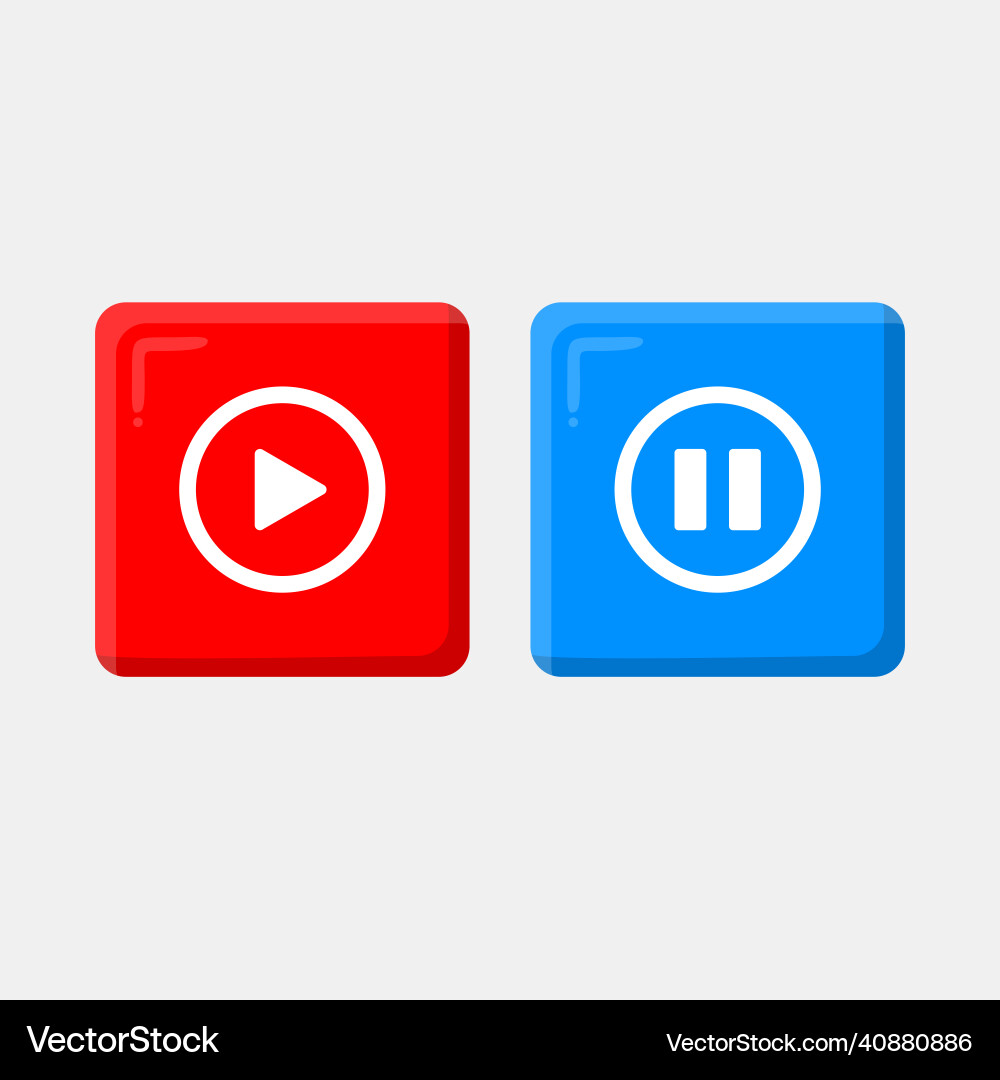 Play and pause video player set 3d icons modern Vector Image