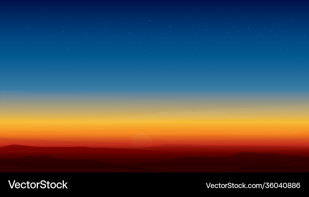 Sunset mountain landscape background Royalty Free Vector