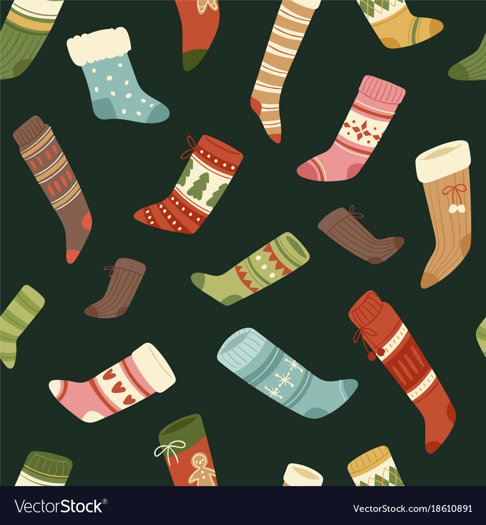 Christmas socks santa xmas new year gift Vector Image