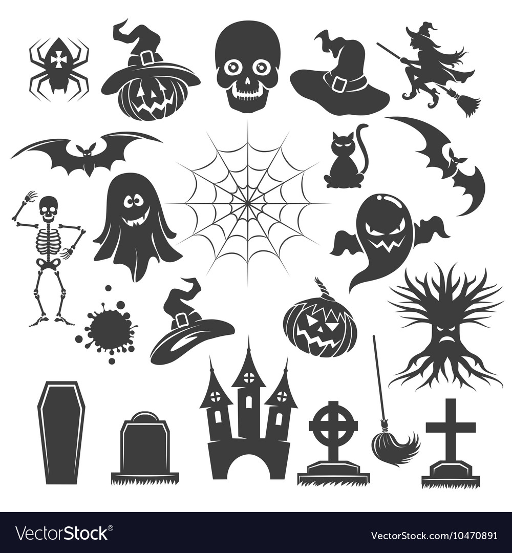 Halloween black icons Royalty Free Vector Image