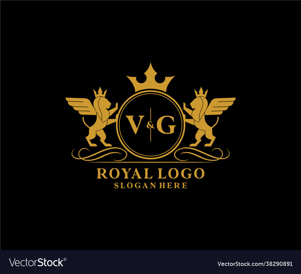 Initial vg letter lion royal luxury heraldiccrest Vector Image