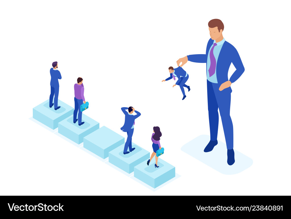 Isometric personnel change landing page Royalty Free Vector