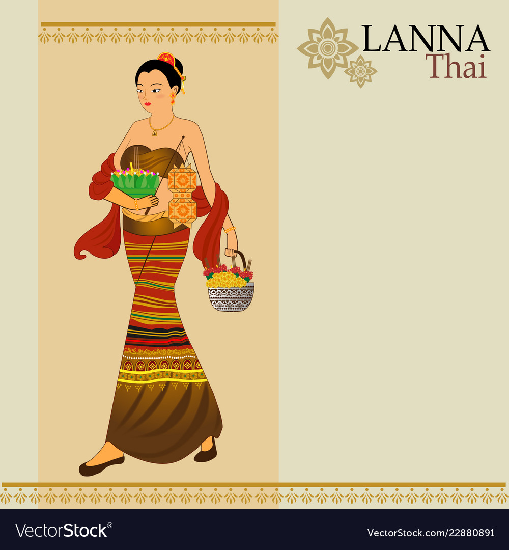 Women Dress Thai Lanna Royalty Free Vector Image   Women Dress Thai Lanna Vector 22880891 