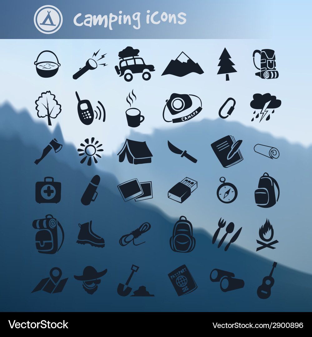 Camping icon set Royalty Free Vector Image - VectorStock