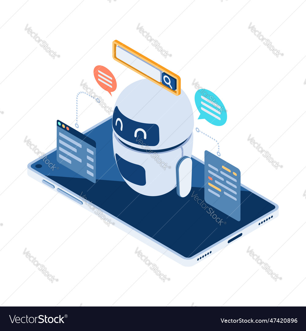 Isometric ai or artificial intelligence chatbot Vector Image