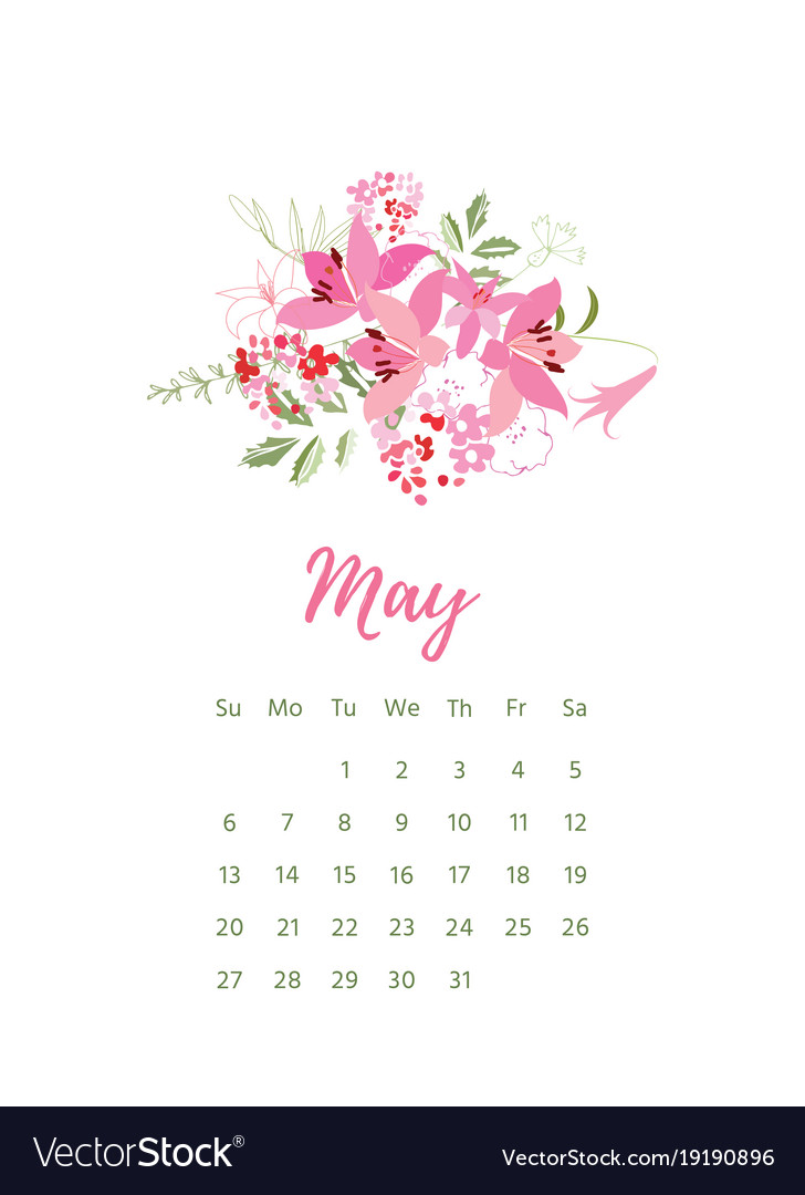 Printable 2018 calendar with pretty colorful Vector Image