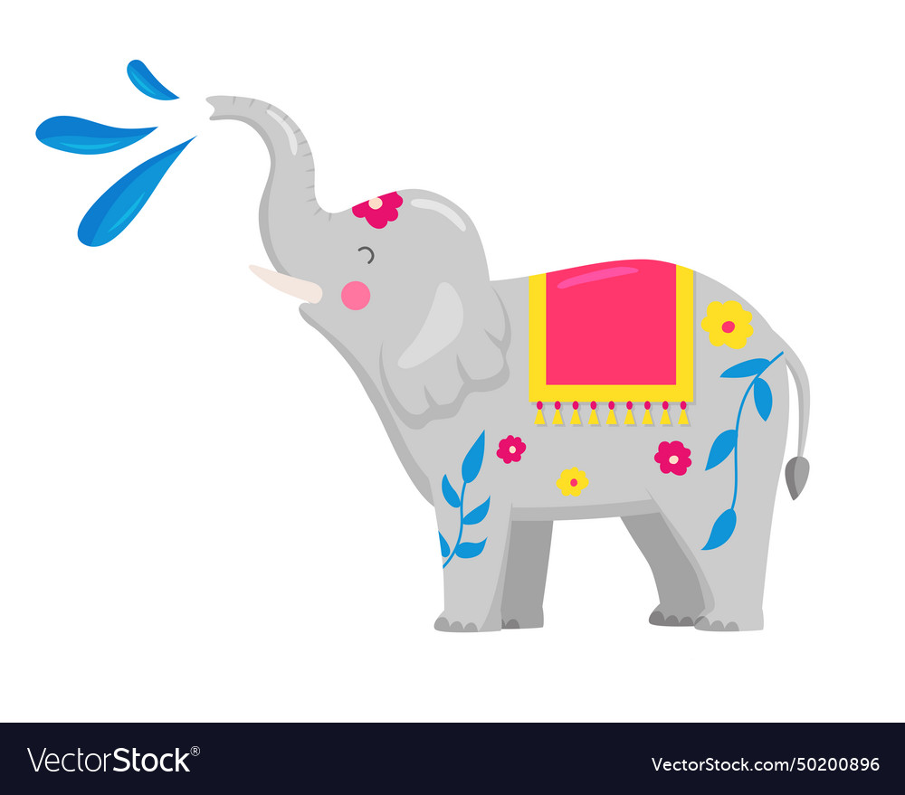 Songkran Cartoon Elephant Icon Royalty Free Vector Image