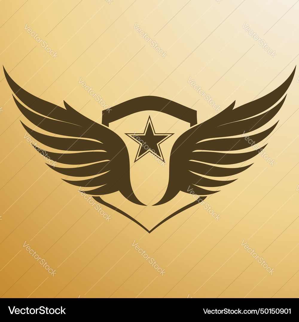 Bird wing shield logo Royalty Free Vector Image
