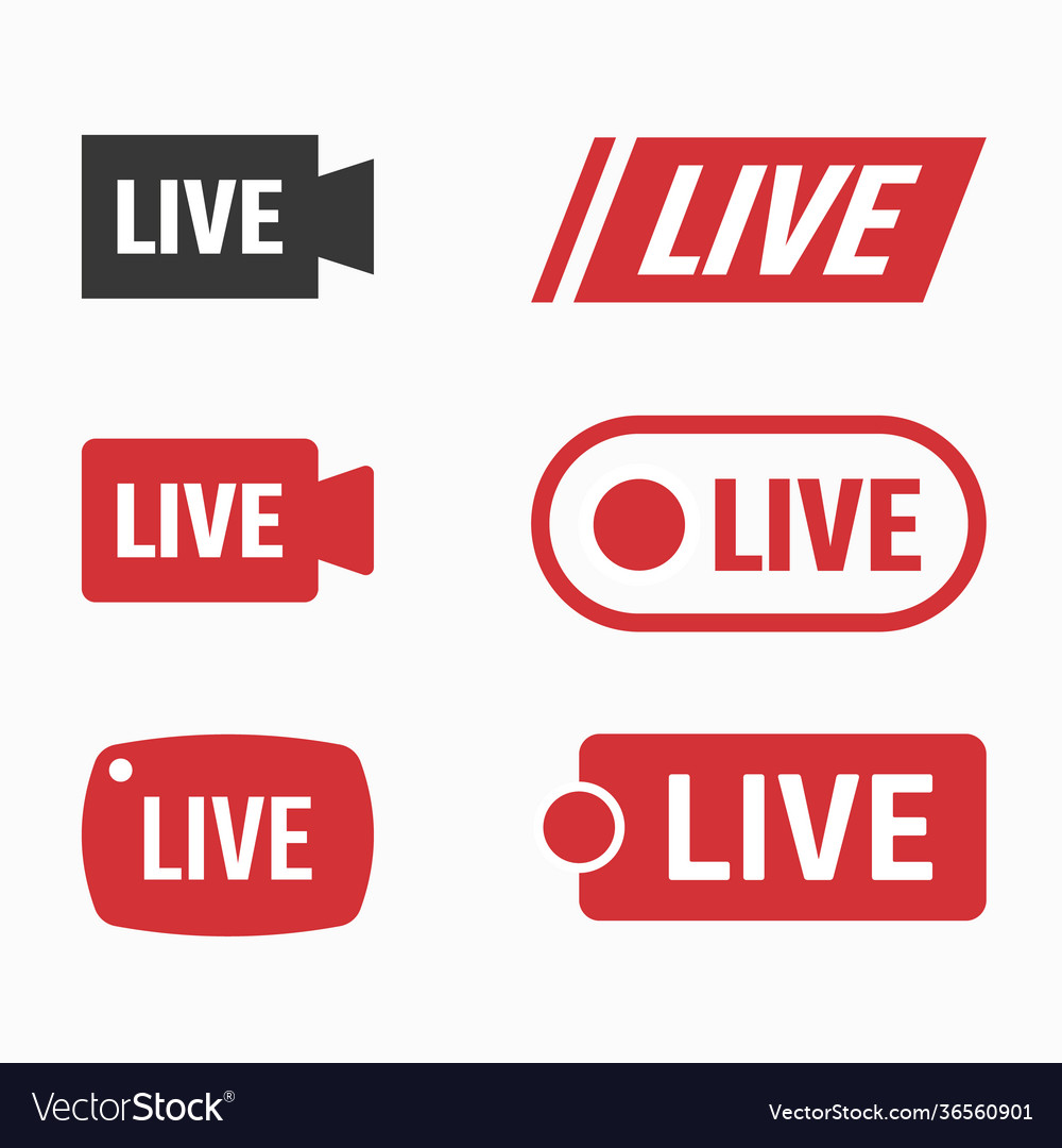 Live streaming icons set online broadcasting