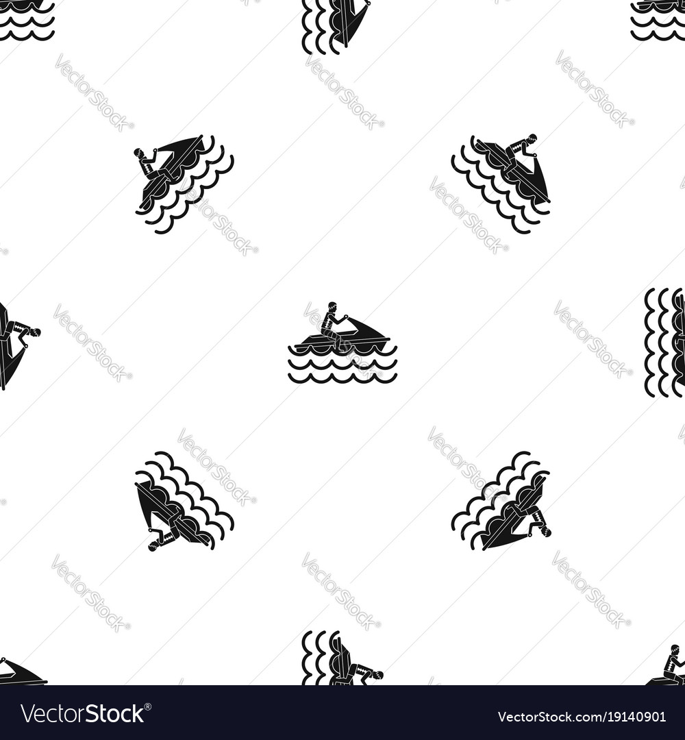 Man on jet ski rides pattern seamless black Vector Image