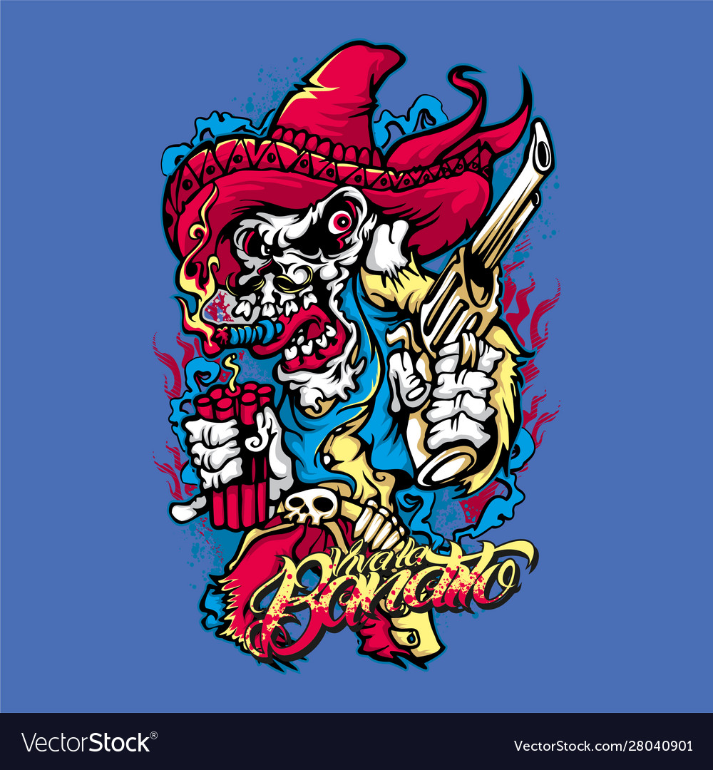 Mexican-style devil wearing a gun and dynamite Vector Image