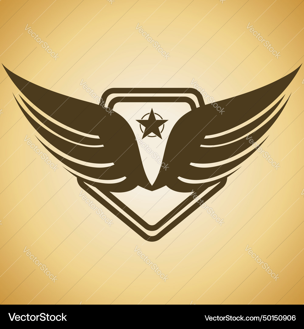 Bird wing shield logo Royalty Free Vector Image