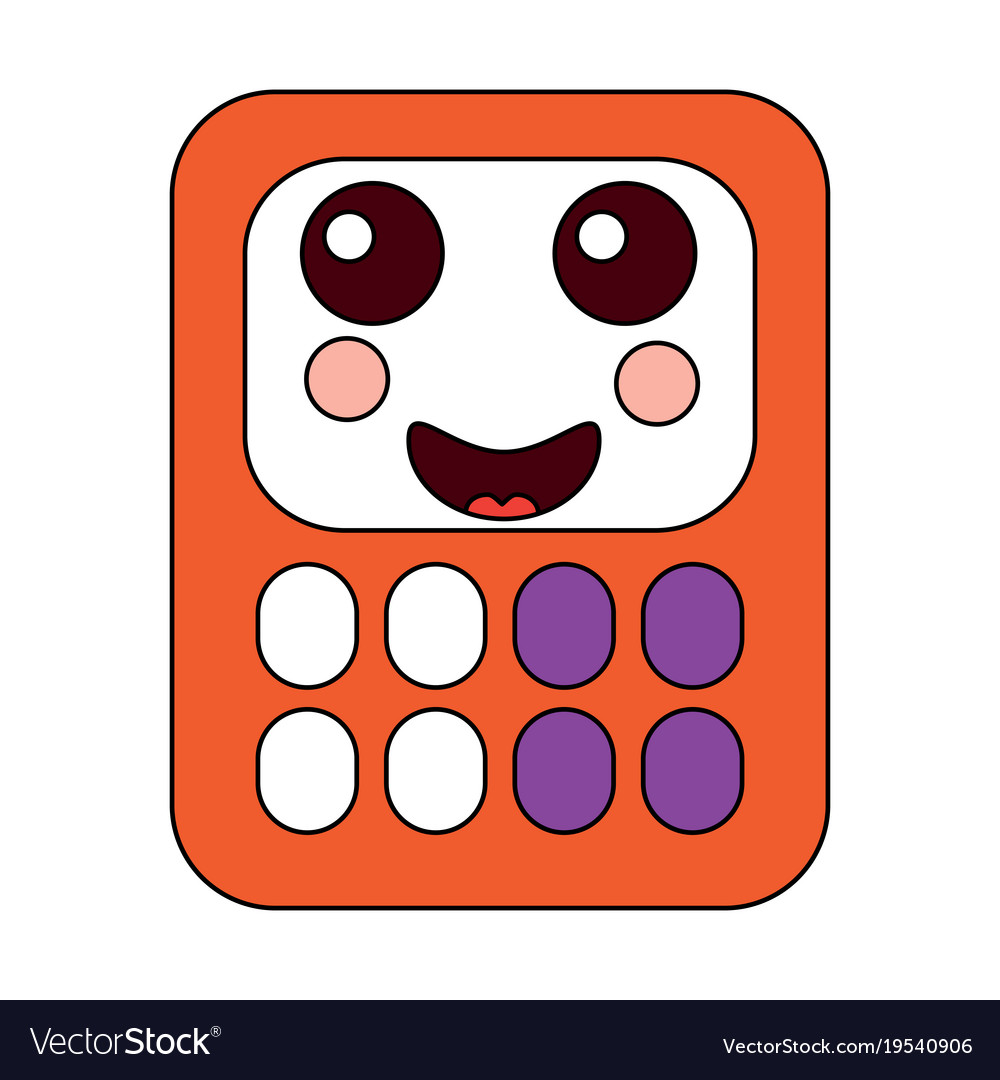 Calculator math kawaii character cartoon Vector Image