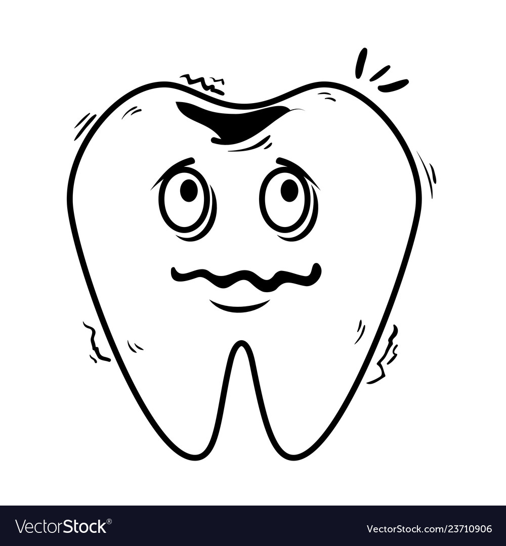 Comic tooth sad kawaii character Royalty Free Vector Image