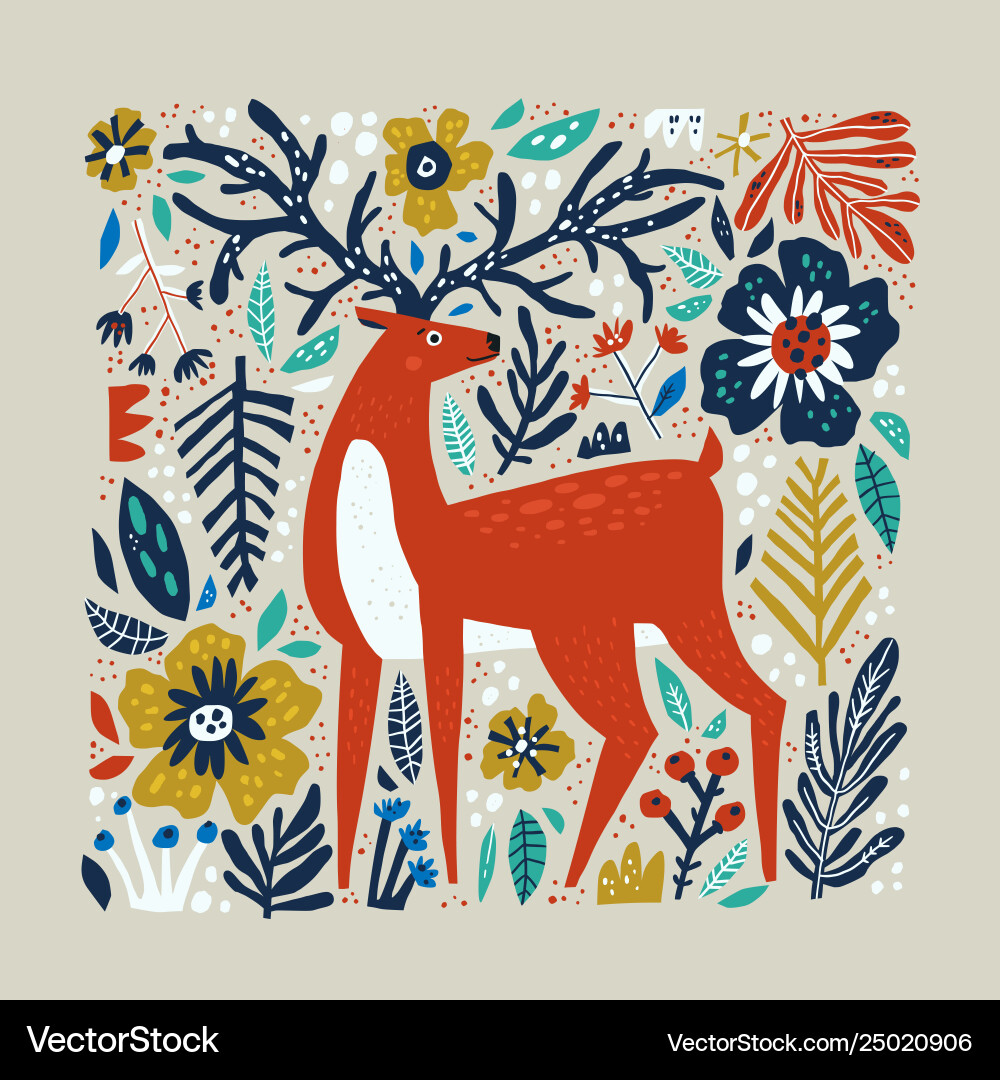 Deer hand drawn Royalty Free Vector Image - VectorStock