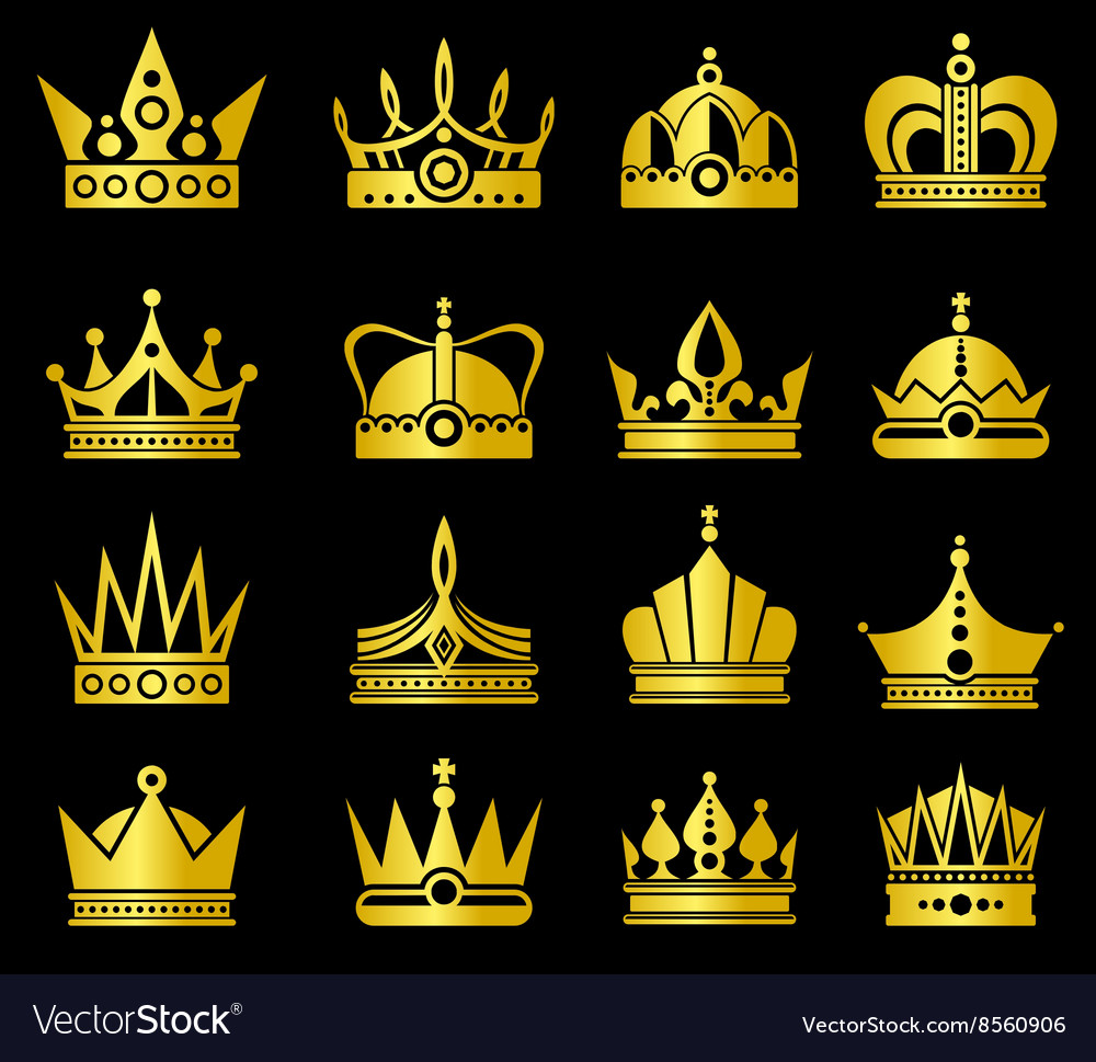 Gold crowns set Royalty Free Vector Image VectorStock