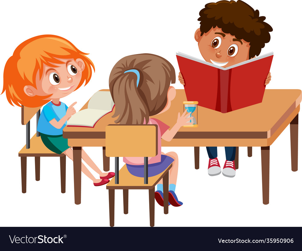 Group student doing homework on white Royalty Free Vector