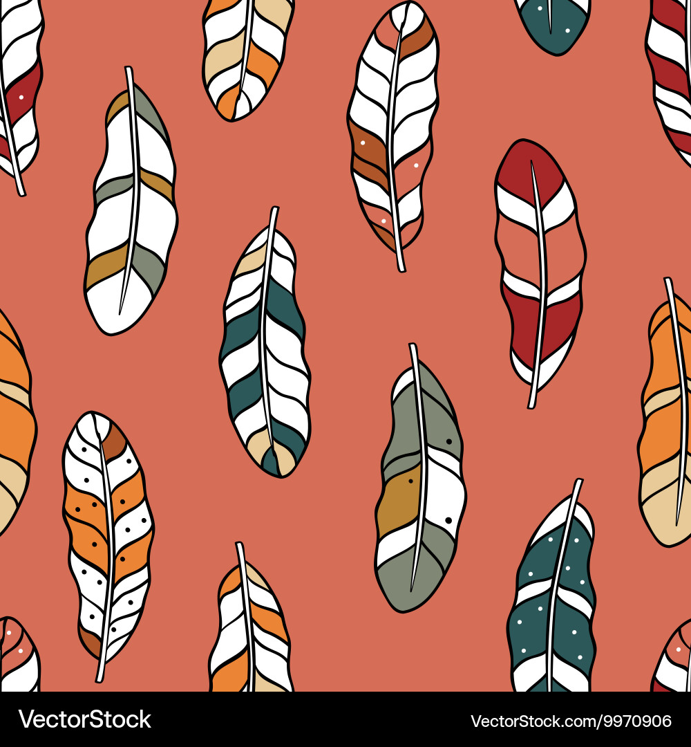 Hand drawn feathers seamless pattern Royalty Free Vector