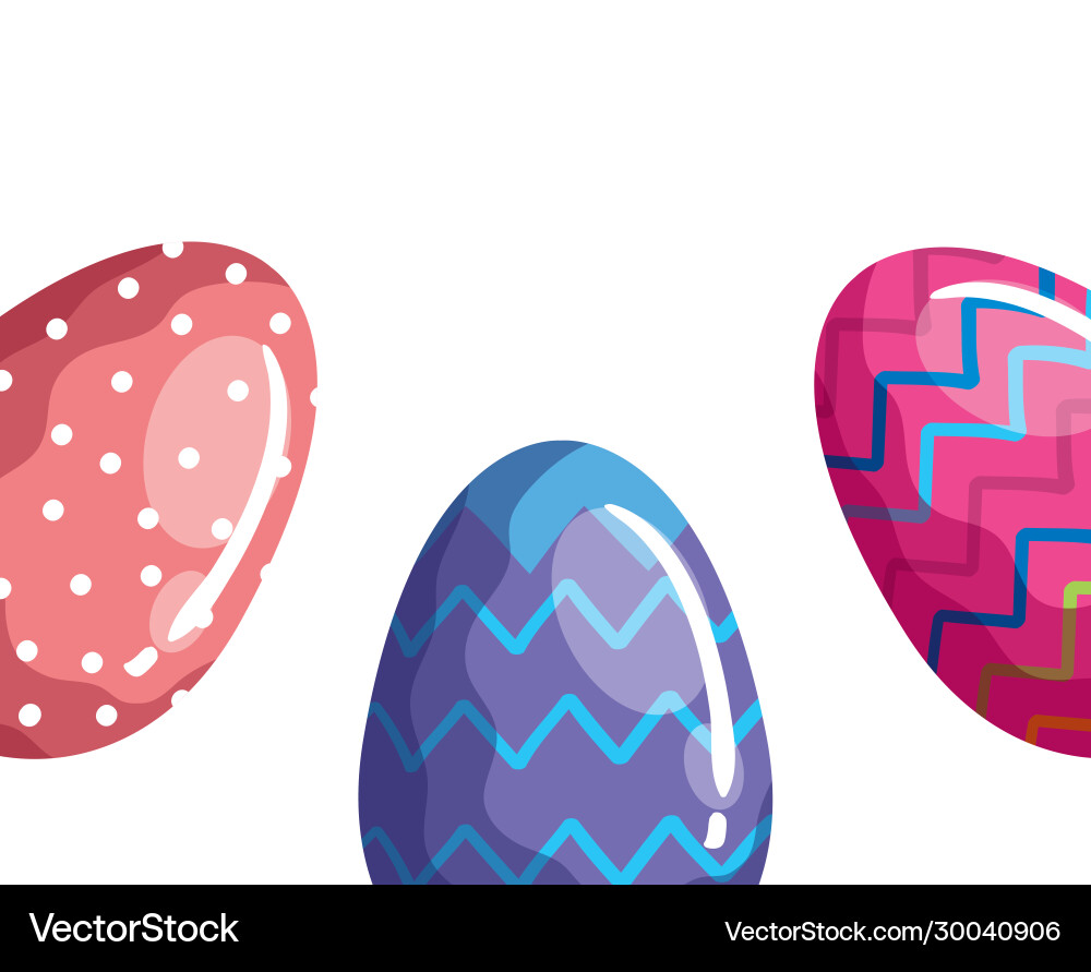 Set cute eggs easter decorated Royalty Free Vector Image
