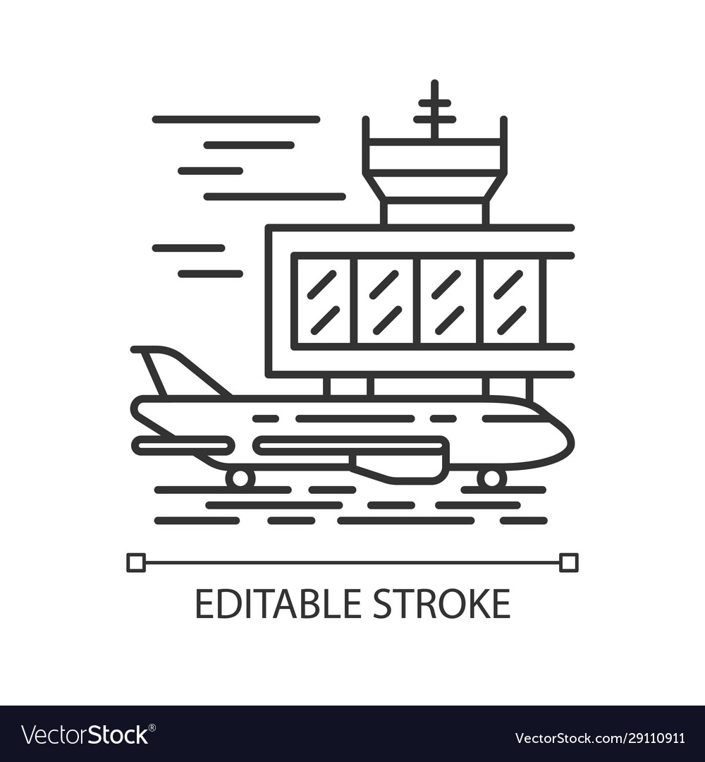 Airport outside linear icon Royalty Free Vector Image