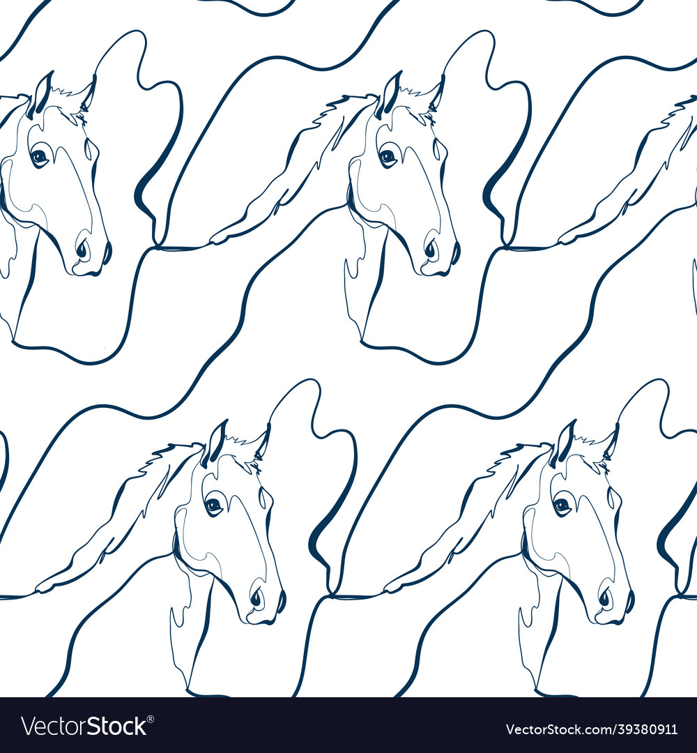 Horse animal art line modern seamless pattern Vector Image