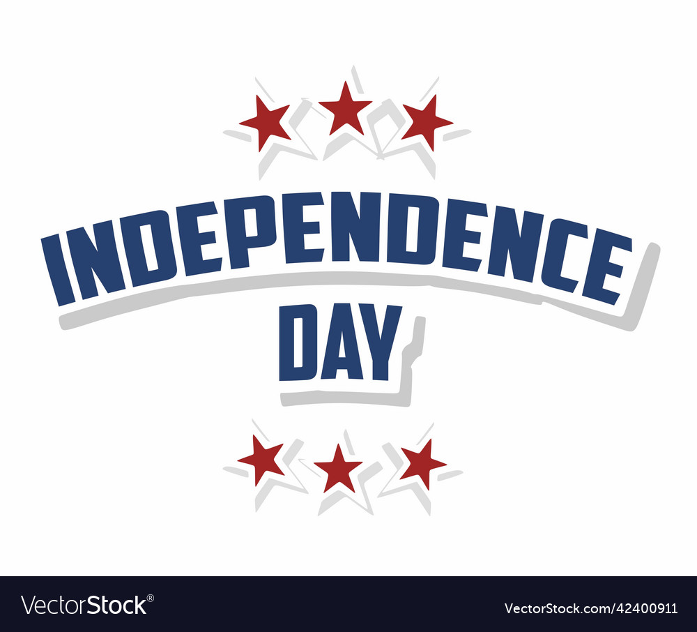 Independence day writing with red stars Royalty Free Vector