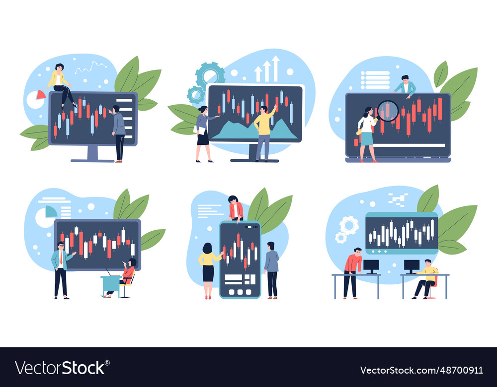 Stock market charts candles indexes candlestick Vector Image