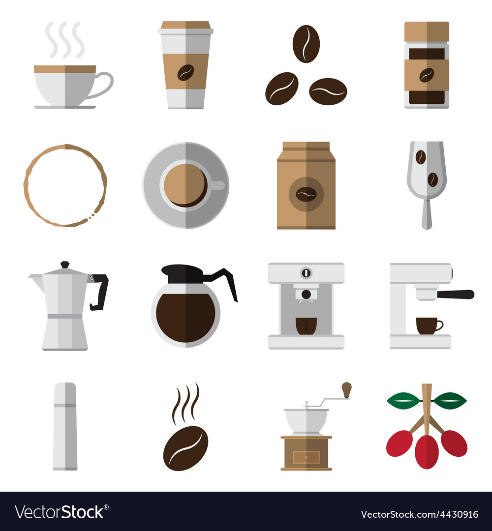 Coffee and tea flat icons Royalty Free Vector Image